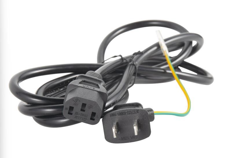 6 फीट अंतर्राष्ट्रीय पावर कॉर्ड 125V 2 पिन जापानी पावर कॉर्ड