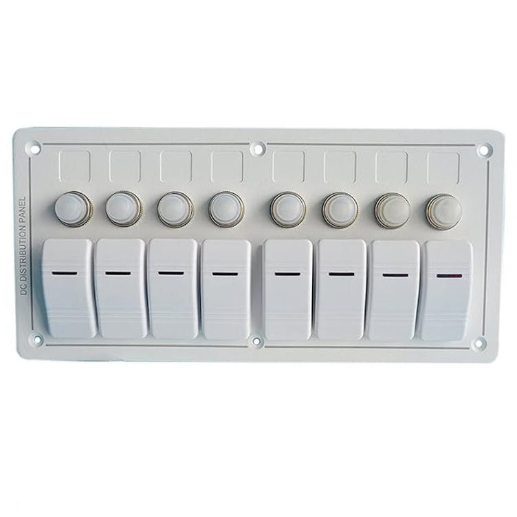 12-24V 6 गैंग बोट स्विच पैनल ब्लू एलईडी रॉकर ऑन-ऑफ वैकल्पिक सर्किट ब्रेकर
