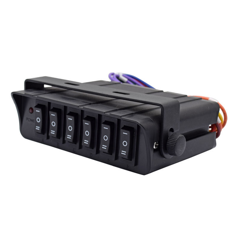 6 गैंग रॉकर स्विच बॉक्स SPST ऑन/ऑफ रॉकर टॉगल स्विच पैनल 30Amp अधिकतम 12 AWG तार